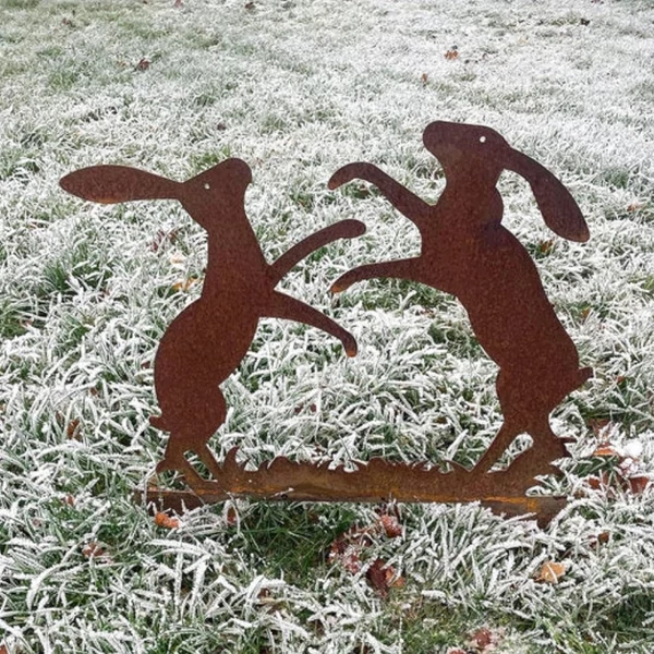 Verekedő nyúl sziluett (szett) -Márciusi nyulak